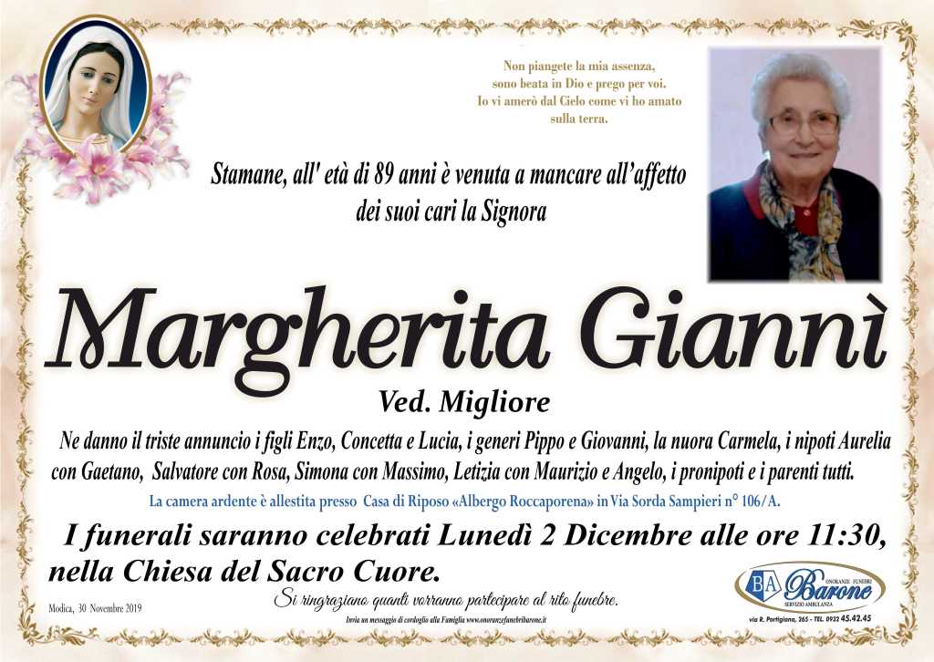 Necrologi: Margheria Giannì - Ragusa Oggi