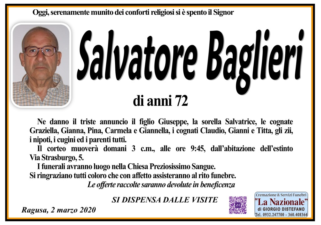 Necrologi: Salvatore Baglieri - Ragusa Oggi