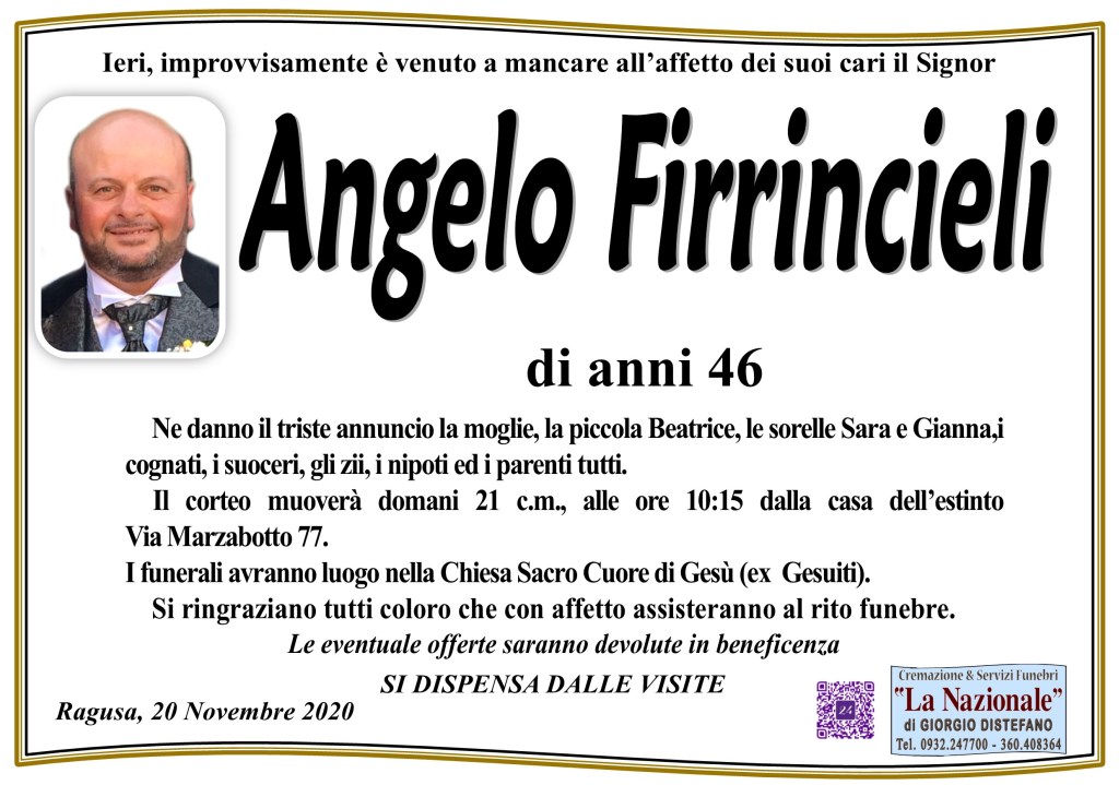 Necrologi: Angelo Firrincieli - Ragusa Oggi