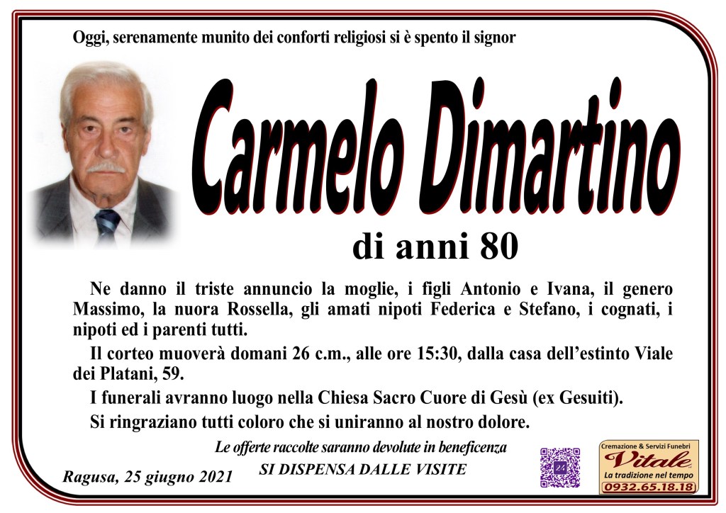 Necrologi: Carmelo Dimartino - Ragusa Oggi