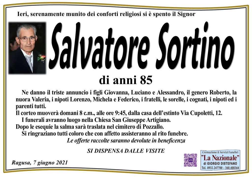 Necrologi: Salvatore Sortino - Ragusa Oggi