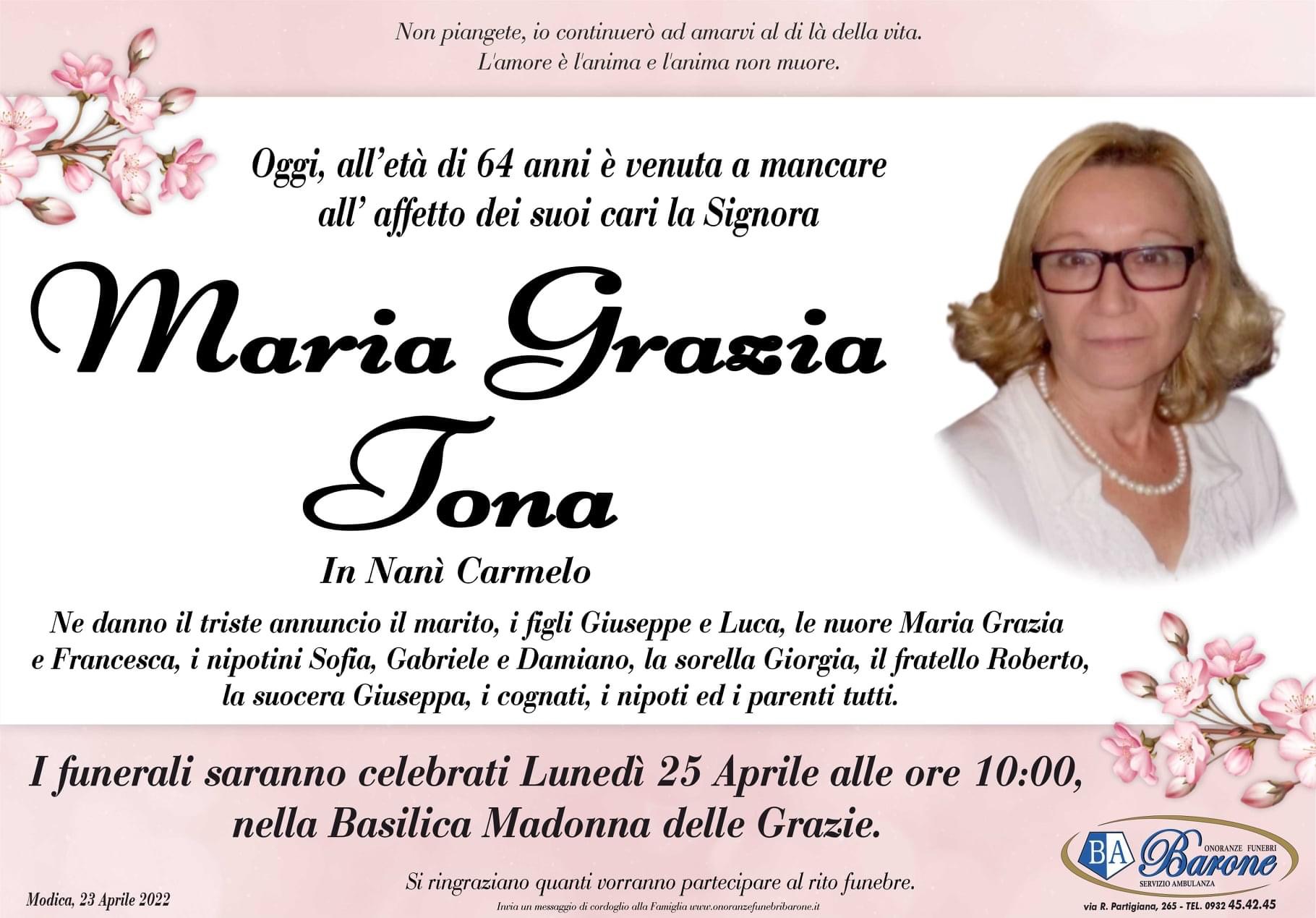 Necrologi: Maria Grazia Tona - Ragusa Oggi