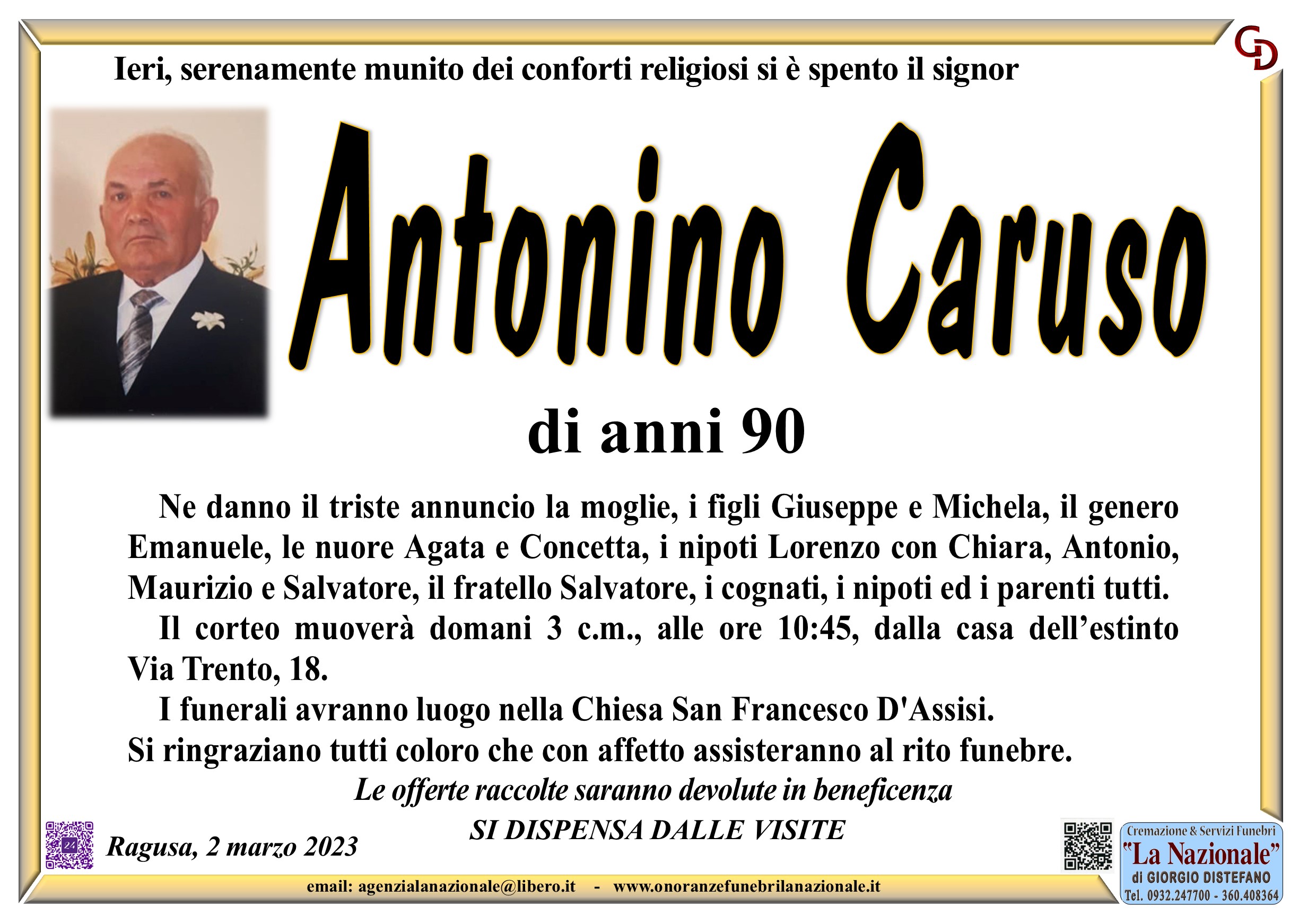 Necrologi Antonino Caruso Ragusa Oggi