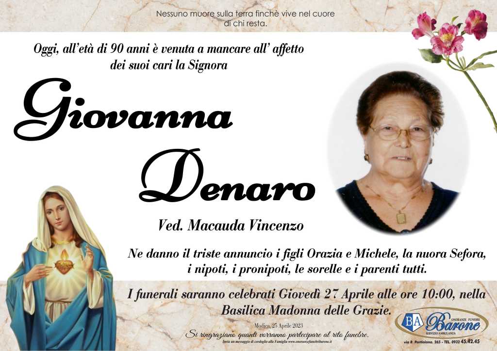 Necrologi: Giovanna Denaro - Ragusa Oggi