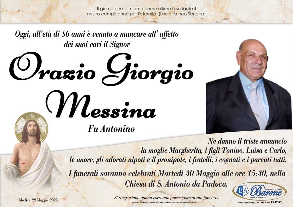 Necrologi: Orazio Giorgio Messina - Ragusa Oggi