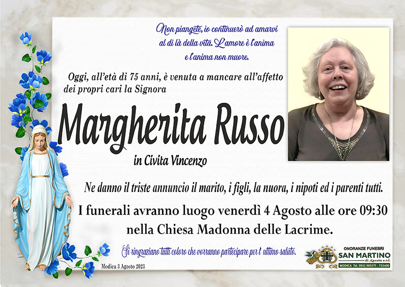 Necrologi: Margherita Russo - Ragusa Oggi