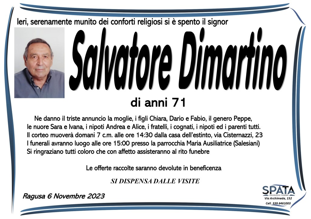 Necrologi: Salvatore Dimartino - Ragusa Oggi